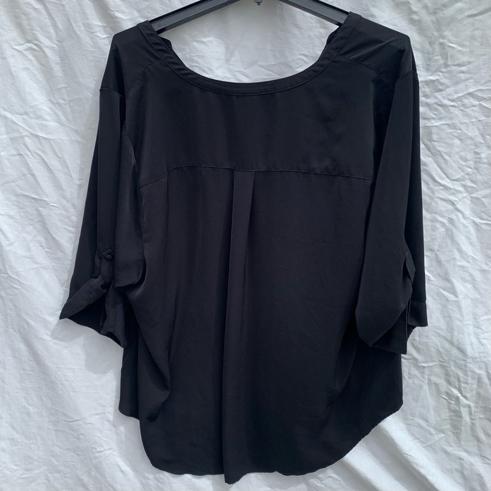 Torrid Black Blouse Harper Georgette Pullover 3/4 Sleeve Office Career Sz 5XL - Picture 8 of 10